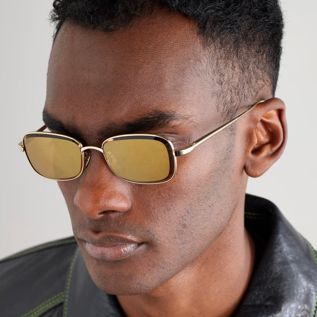 New Loewe Lw40159u 32g Sunglasses Unisex Gold Oval Eyewear